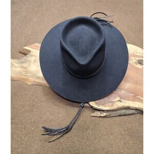 Akubra Colly Black Australian Cowboy Felt Hat Black Leather Accents 57
